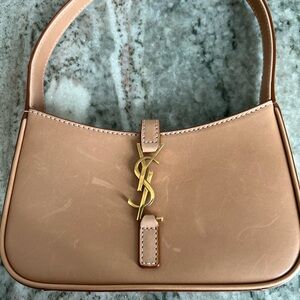 Yves Saint Laurent Le 5 a 7 Mini Beige Leather Shoulder Bag